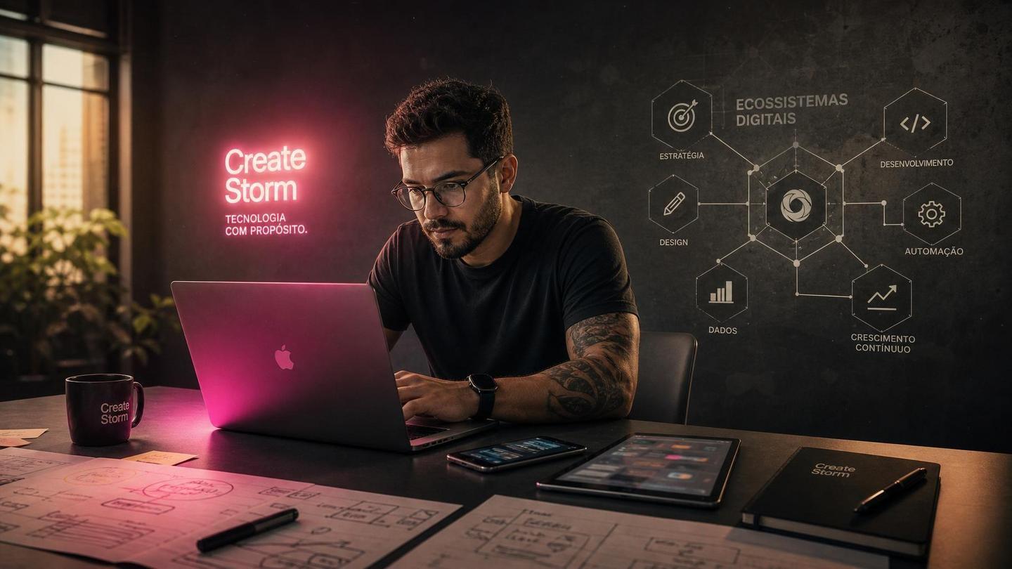 Ecossistema digital gerenciado - CreateStorm - Imagem gerada por IA