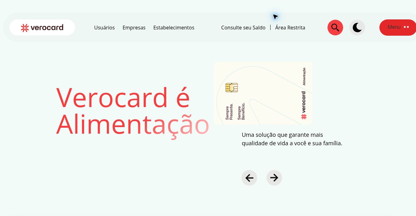 Captura real do site Verocard: desenvolvimento WordPress sob medida para modernizar um site corporativo