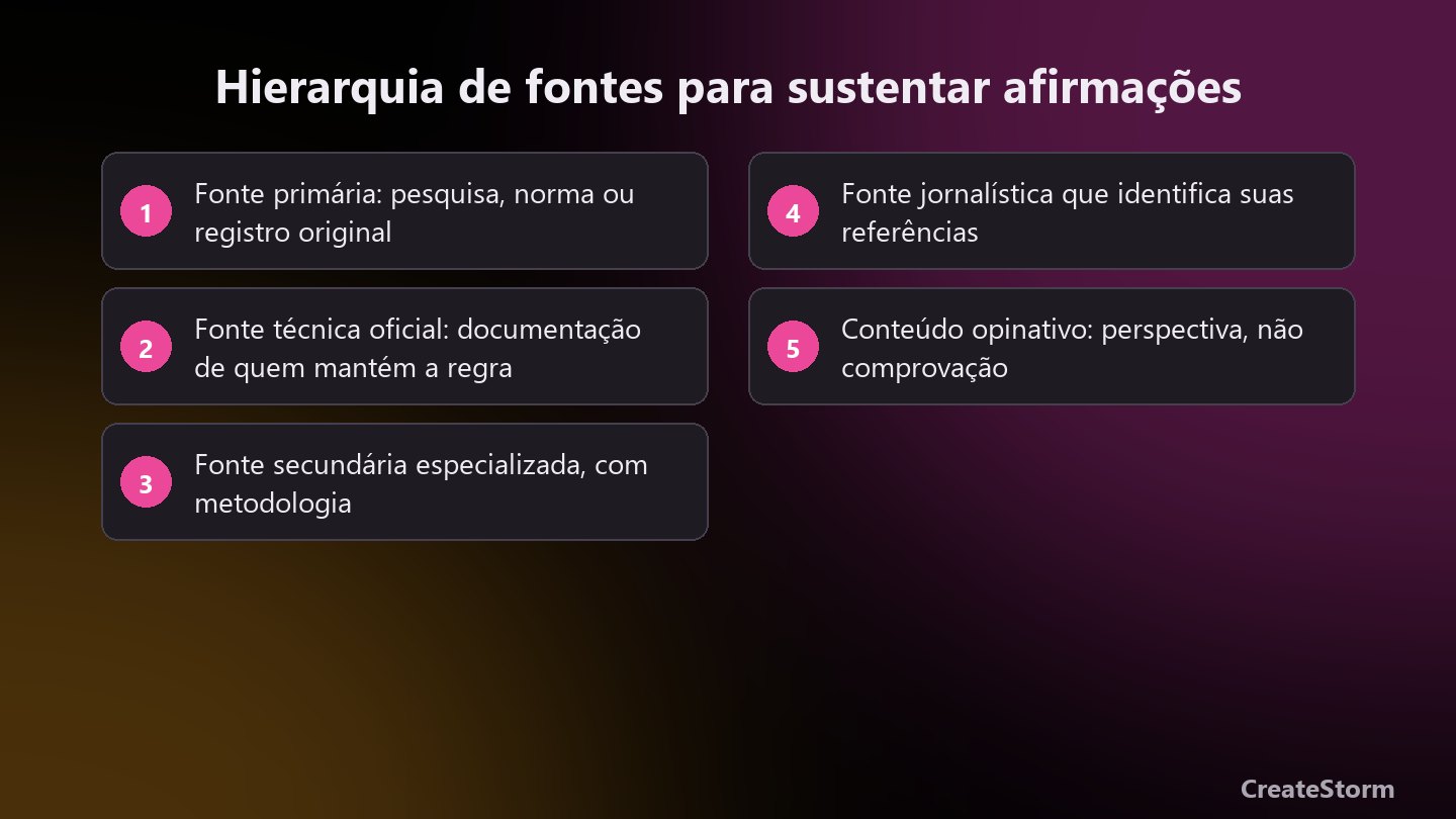 Hierarquia de fontes para sustentar afirmações em conteúdo