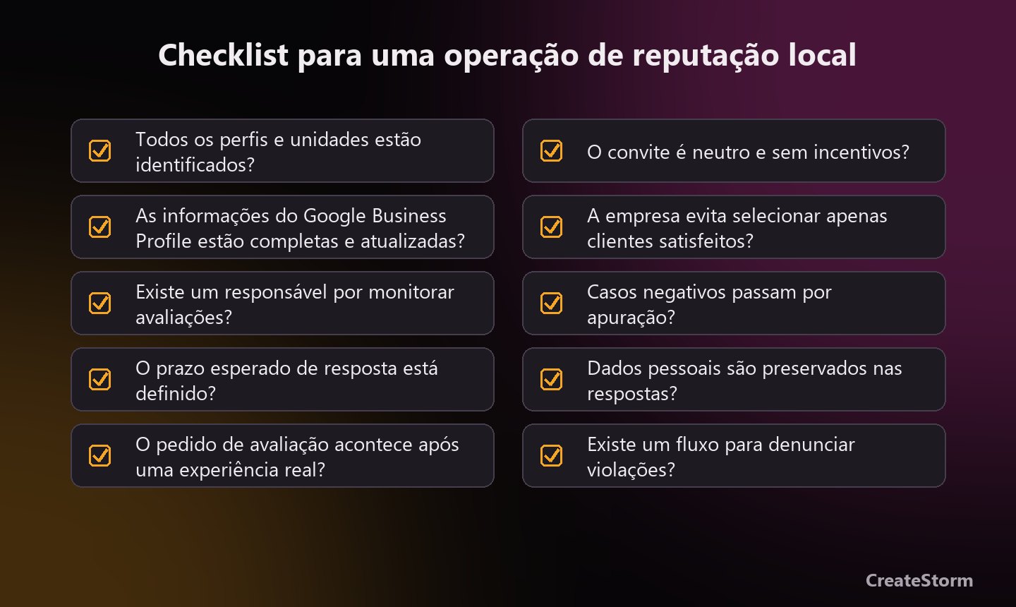 Gestão de avaliações no Google: checklist para uma operação de reputação local