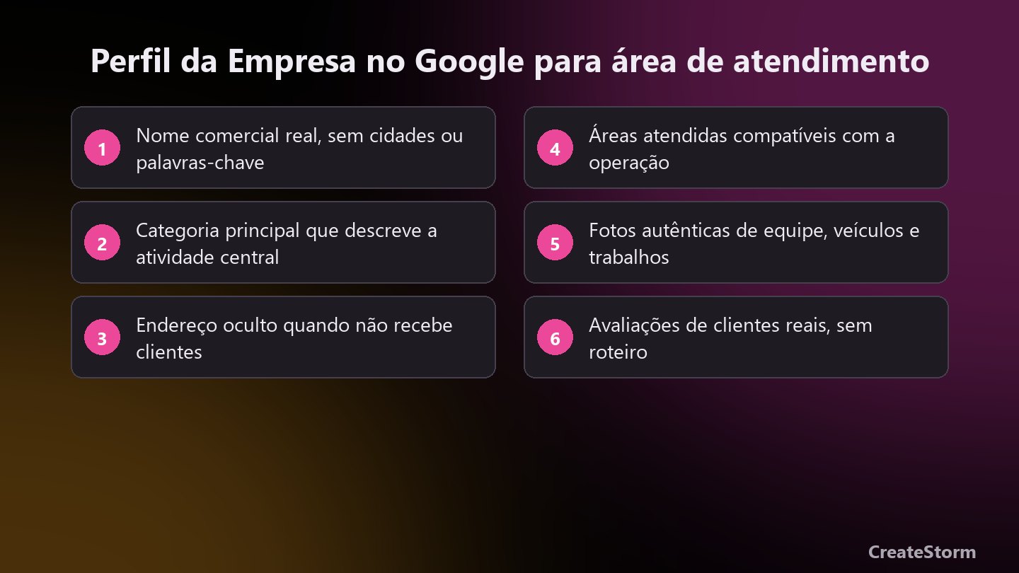 Ajustes do Perfil da Empresa no Google para empresas com área de atendimento