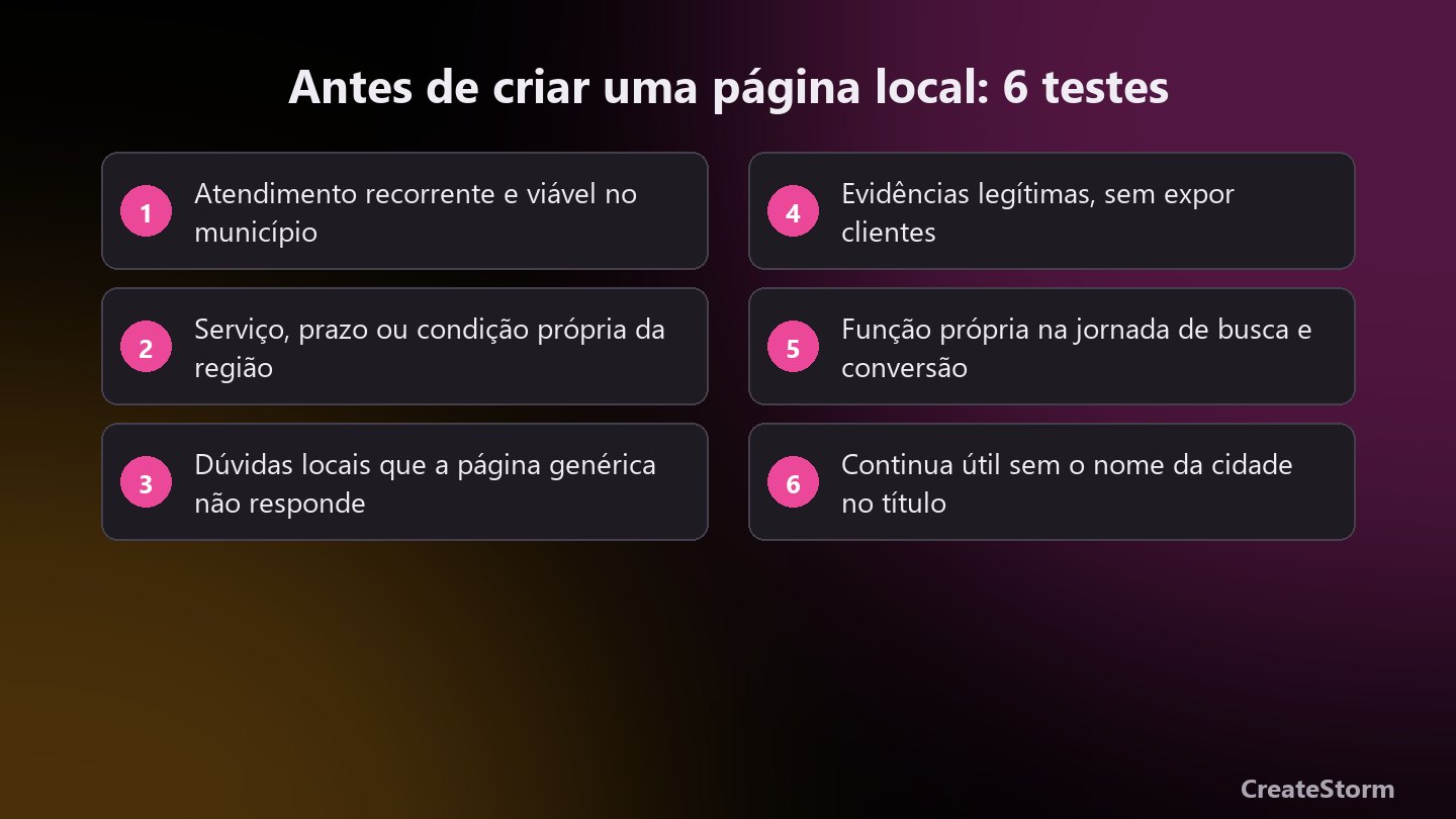 SEO local para área de atendimento: 6 testes antes de criar uma página local